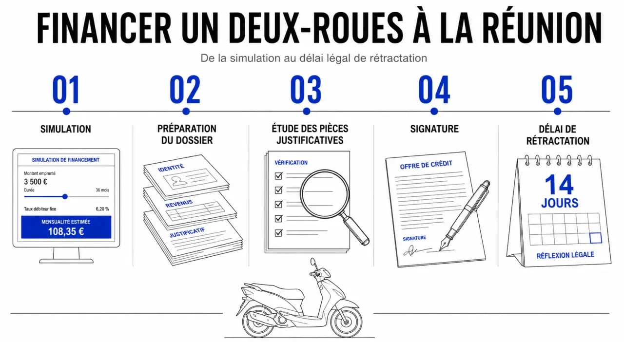 Comment optimiser le financement de votre nouveau deux-roues à La Réunion : étapes du dossier et délai de rétractation